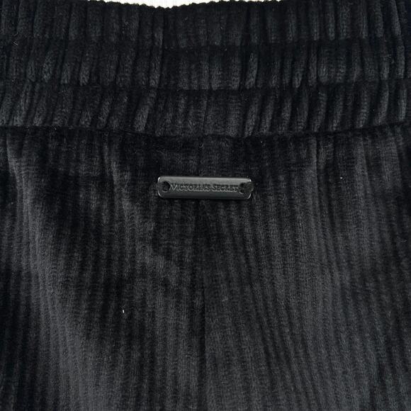 VICTORIAS SECRET Ribbed Velour Jogger Pants Womens Small Black Velvet NEW - Picture 9 of 15